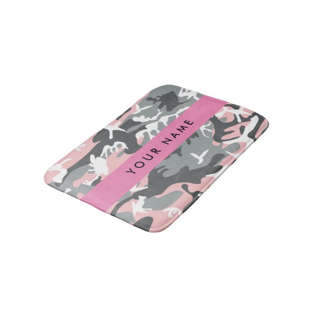 Tapete De Banheiro Camuflagem rosa e Cinza Seu nome Personaliza (Angulado)