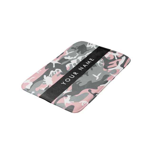 Tapete De Banheiro Camuflagem rosa e Cinza Seu nome Personaliza (Angulado)