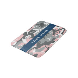 Tapete De Banheiro Camuflagem rosa e Cinza Seu nome Personaliza