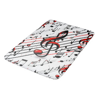 Tapete De Banheiro Caos Musical Clássico Vermelho Preto e Branco
