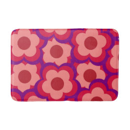 Tapete De Banheiro Caprichoso Floral Vermelho e Rosa Retro, Ousado Pr
