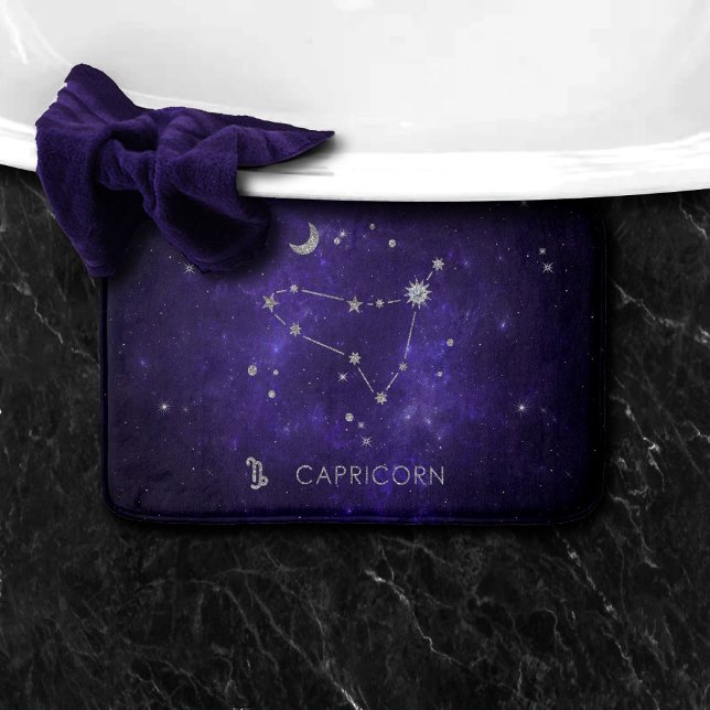 Tapete De Banheiro Capricórnio Roxo | Astrologia Horóscopo (Criador carregado)