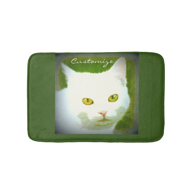 Tapete De Banheiro cara de gato branco Thunder_Cove (frente)