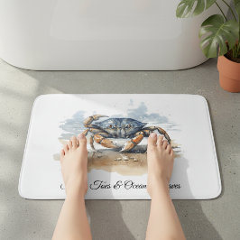 Tapete De Banheiro Caranguejo da Praia em Aquarela, personalizado