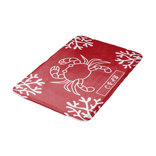 Tapete De Banheiro Caranguejo Elegante com Vermelho Folha do Mar (Angulado)