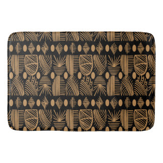 Tapete De Banheiro Caribe Tribal Mudcloth: Preto, Dourado