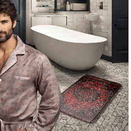 Tapete De Banheiro Carpete persa em campo de cor rosa