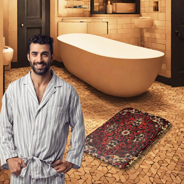 Tapete De Banheiro Carpete persa olha em vermelho escuro e creme (Criador carregado)