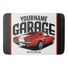 Tapete De Banheiro Carro Muscular Personalizado, 1967, Garagem Vermel