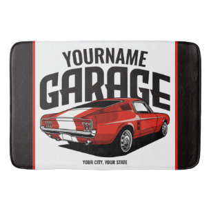 Tapete De Banheiro Carro Muscular Personalizado, 1967, Garagem Vermel