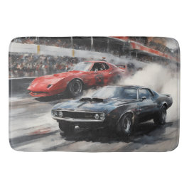 Tapete De Banheiro Carros de músculo vermelho e preto