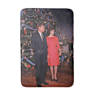 Tapete De Banheiro Cartão de Natal do Presidente Americano John Kenne