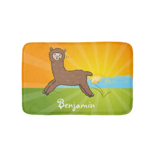 Tapete De Banheiro Cartoon castanho-branco e bonito