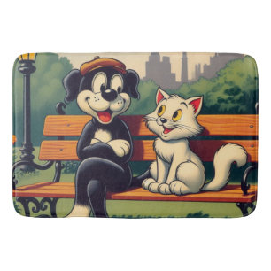 Tapete De Banheiro Cartoon de gato/cão, bonito, vintado