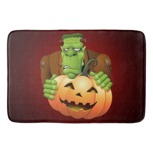 Tapete De Banheiro Cartoon Frankenstein Monster com Pumpkin (Frente)