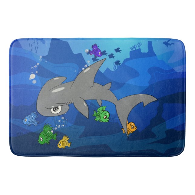 Tapete De Banheiro Cartoon Hammerhead Shark (Frente)