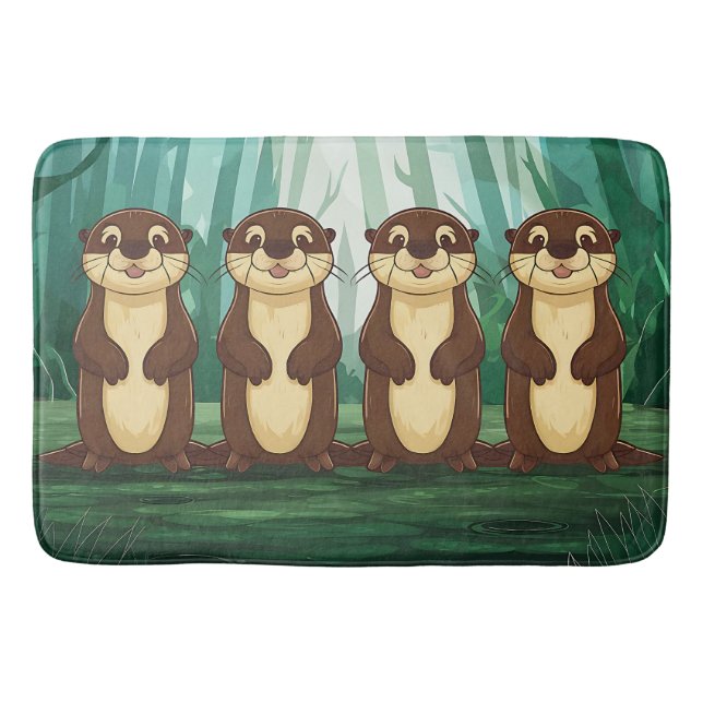 Tapete De Banheiro Cartoon Otters (Frente)
