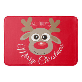 Tapete De Banheiro Cartoon Reindeer de Natal - Script Vermelho