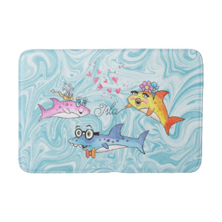 Tapete De Banheiro Cartoon Sharon Family Blue Waves Bath Mat