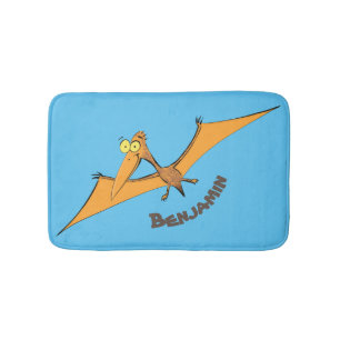 Tapete De Banheiro Cartoon voador de pterodátilo, cor de laranja giro