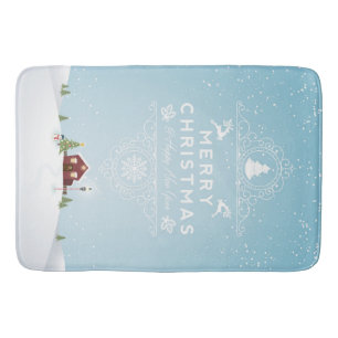 Tapete De Banheiro Casa na Neve, Feliz Natal