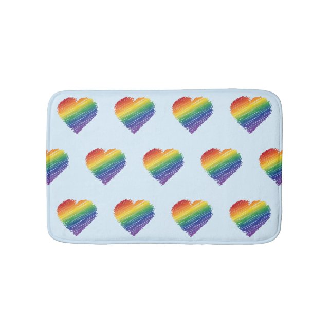 Tapete De Banheiro Casaco de banho cardíaco do arco-íris (frente)