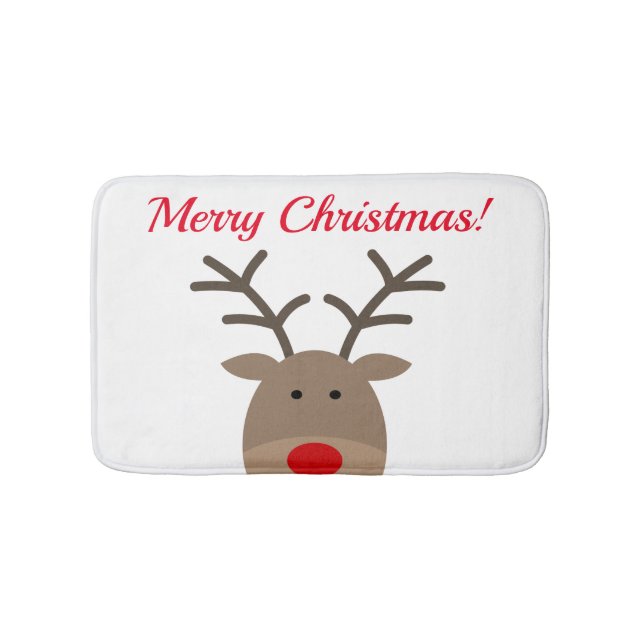 Tapete De Banheiro Casaco de banho feliz de Natal com renas Rudolf bo (frente)