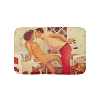 Tapete De Banheiro casal do hipster: café vintage da moda.