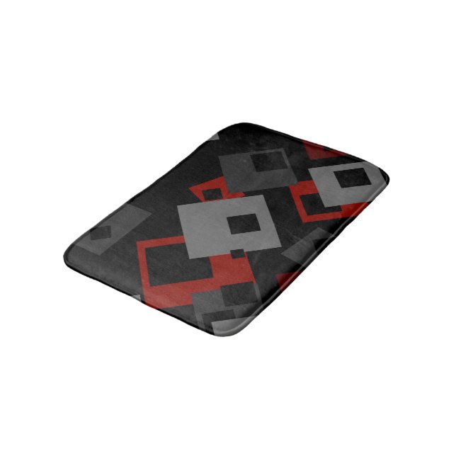 Tapete De Banheiro Casat geométrico preto vermelho e cinza (Angulado)