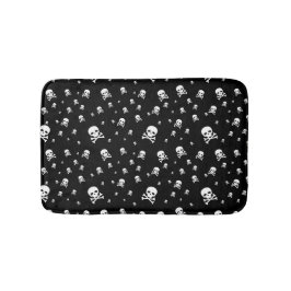 Tapete De Banheiro Cascas de piratas brancas em fundo preto