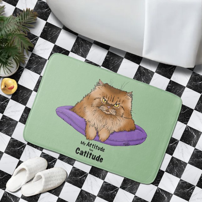 Tapete De Banheiro Cat Attitude Engraçada (Criador carregado)
