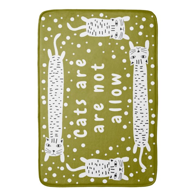 Tapete De Banheiro Cat Stretching Olive (Frente Vertical)
