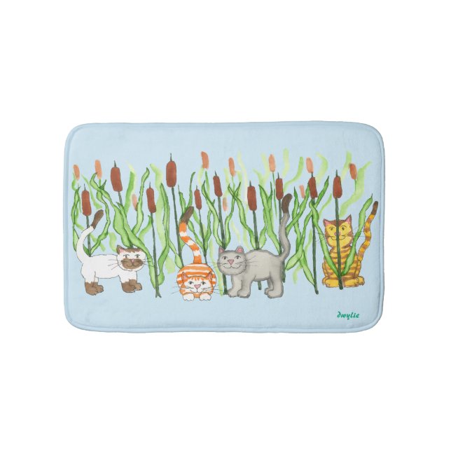 Tapete De Banheiro Cats and Cattails (frente)
