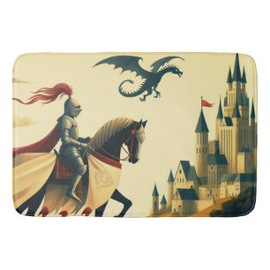 Tapete De Banheiro Cavaleiro Medieval/dragão/fantasia do castelo