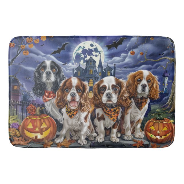 Tapete De Banheiro Cavalier King Charles Spaniel Halloween Spooky (Frente)