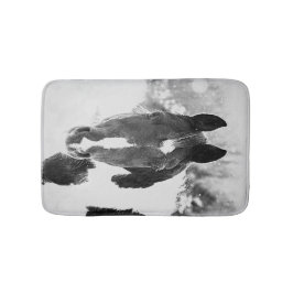 Tapete De Banheiro Cavalo de inverno preto e branco