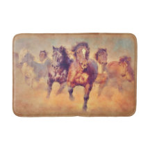 Cavalos Mustang Selvagens em Estouro Aquarela