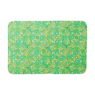 Tapete De Banheiro Celtic Knot Irish Braid Padrão Verde Amarelo
