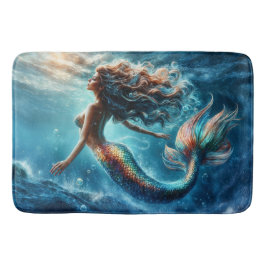 Tapete De Banheiro Cena de sereia de uma moradora do mar mítica graci