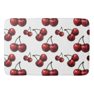 Tapete De Banheiro Cerejas Vermelhas Brilhantes Branco Retro Glam