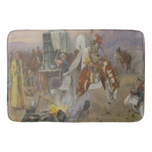 Tapete De Banheiro Charles M Russell - Bronc no Campo de Vaca