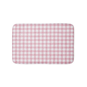 Tapete De Banheiro Charme de Xadrez Rosa e Branco Aveludado