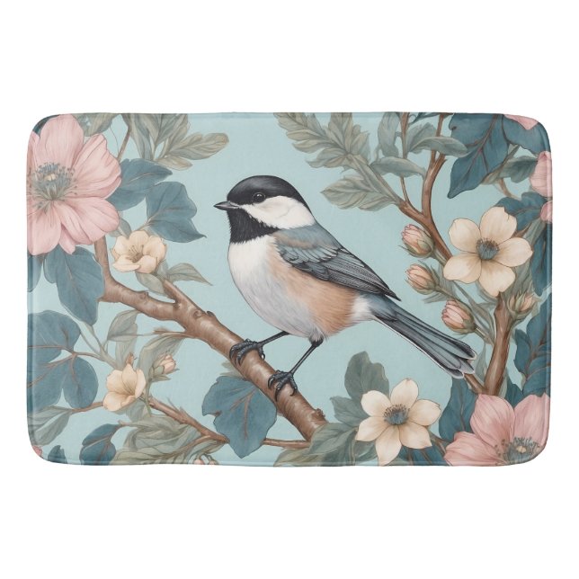 Tapete De Banheiro Charming Chickadee Bird (Frente)