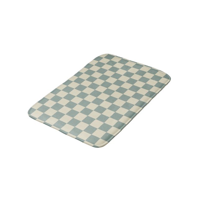 Tapete De Banheiro Checkerboard verde e amarelo pálido (Angulado)
