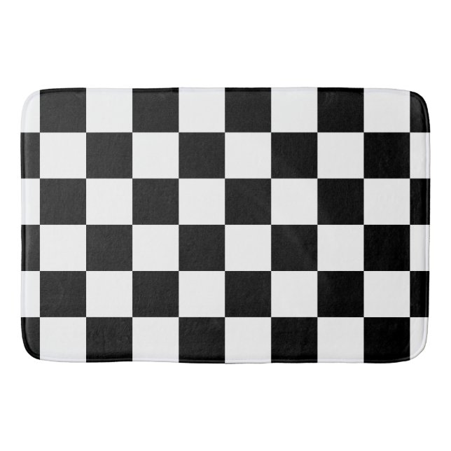 Tapete De Banheiro Checkered preto (Frente)