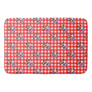 Tapete De Banheiro Cheque de Gingham Vermelho