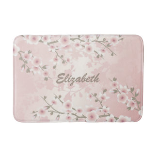 Tapete De Banheiro Cherry Blossom Apricot Vintage Floral Monogram 