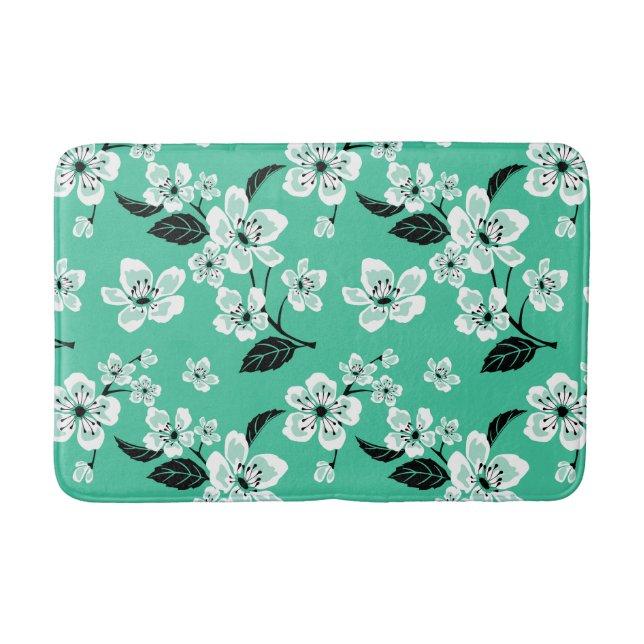 TAPETE DE BANHEIRO CHERRY BLOSSOM - SAKURA (MINT) (Frente)