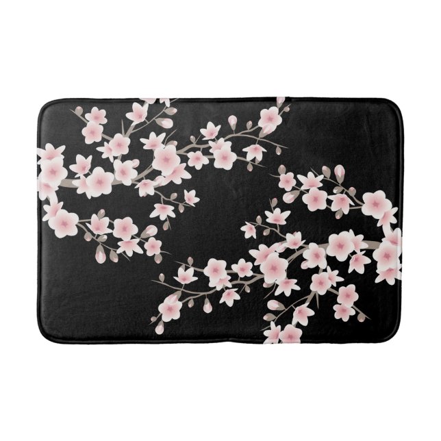 Tapete De Banheiro Cherry Blossoms BLUSH Pink Black (Frente)