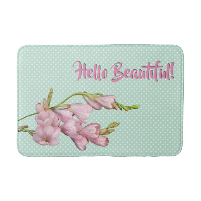 Tapete De Banheiro Cherry Blossoms Mint Green Pontos Olá Linda! (Frente)